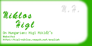 miklos higl business card